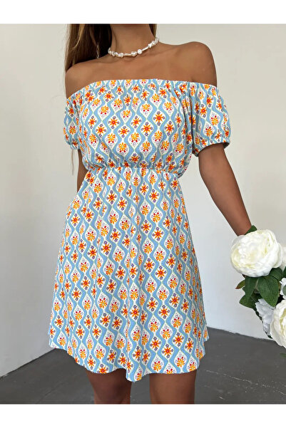 Kienor New Season Women's Madonna Collar Floral Pattern Crinkle Dress