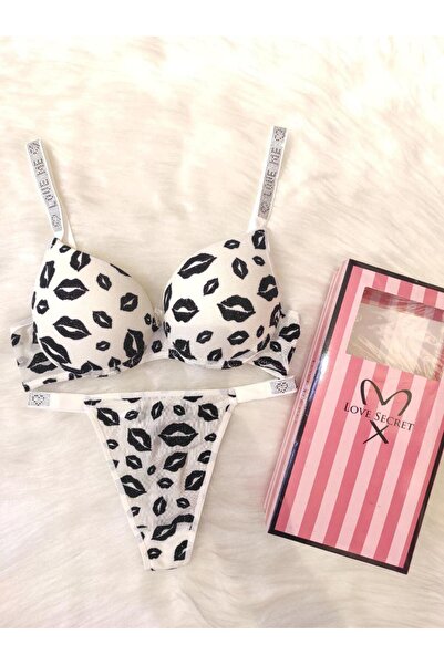 Regalia İç Giyim Kadın Öpücük Baskılı Taşlı Balenli Destekli Dolgulu Push Up ...