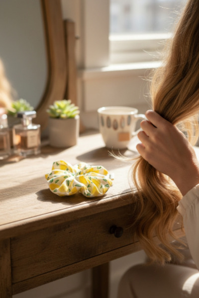 Pirene Lemon Drop Scrunchie, Elastic Hair Tie