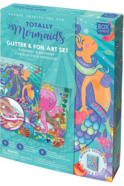 Box Candiy مجموعة BoxCanDIY الفنية والحرفية "حورية البحر" اللامعة والمزينة برقائق معدنية - علبة هدايا تذكارية