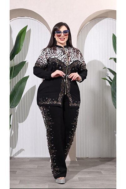 Kokostrendi طقم مكون من قطعتين مع حزام خصر وأحجار كريستالية - أسود