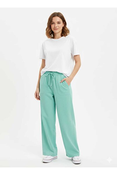 BK Women's 100% Cotton Baggy Relaxed Fit Elastic Waist Pocketed Cooling Linen Trousers