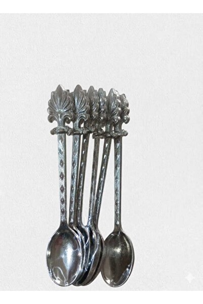 Mutser Vintage Desenli Metal Çay Kaşığı Seti 6'lı – Şık İşlemeli Sunum Kaşıkları – Paslanmaz