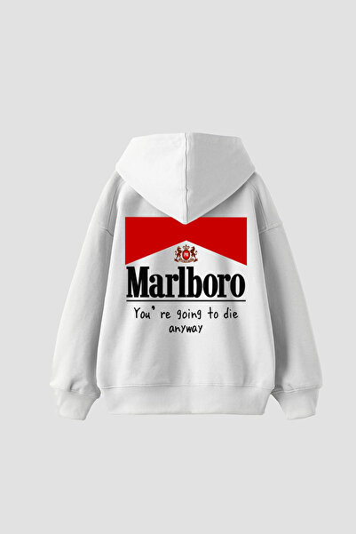 Sekizbiraltı Mrl. Printed Oversized Unisex White Hoodie