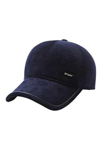 EFAYN.RO Men's cap, curved brim, ear flaps, one size fits all, navy blue, EFAY