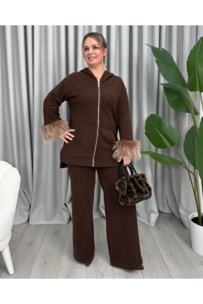 FUNDA بدلة بارلا بتفاصيل فرو باللون البني