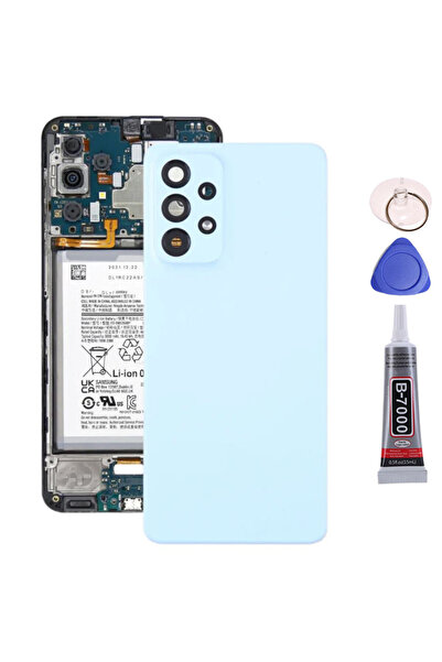 Yedcom Samsung A53 Kamera Camlı Mavi Uyumlu Arka Pil Kapağı Batarya Kapağı 15...