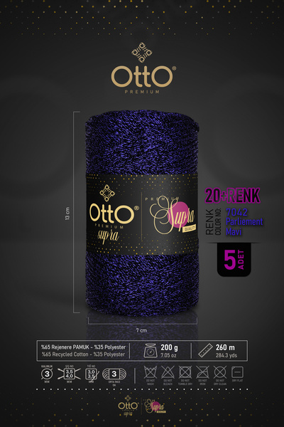 Otto Premium Glittery Supra - Parliament Blue - 5 Pack - 3Mm/200Gr/260M - Bag...