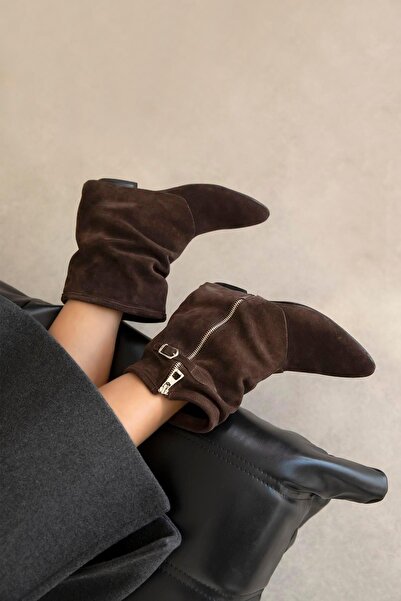 STRASWANS Joy Women's Genuine Leather Suede Boots Brown