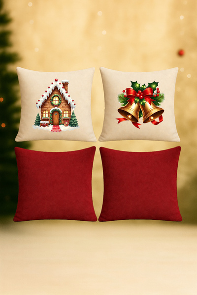 De'Vor مجموعة من 4 أغطية وسائد بتصميم السنة الجديدة