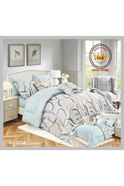 FABRIC A double bed duvet set made of 100% cotton in dark blue with floral pa...