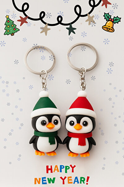 CharmFancy Lumoi Studio - Sevimli Çift Penguen Anahtarlık - Penguin Love Keyc...