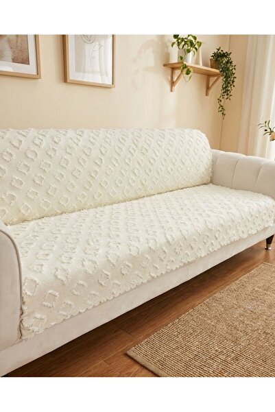 NRZ NEREZ TEKSTİL Şönil Bohem Kutu Desen Kaymaz Koltuk Örtüsü 180x220 cm | 3 ...