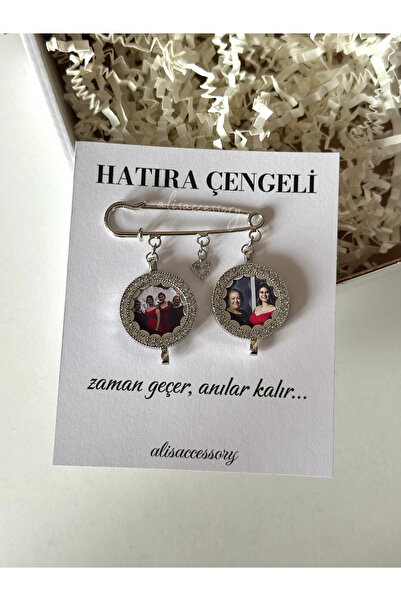 Alis Accessory Gümüş renk hatıra çengeli fotoğraflı