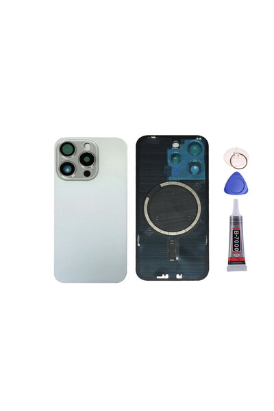 Yedcom Iphone 15 PRO Beyaz Uyumlu Full Nfc ve Demirli Uyumlu Arka Pil Kapağı ...