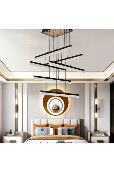 ALC-Shop Acrylic LED Pendant Chandelier LT181/6BK, 82W, Light 3000/4000/6000K...