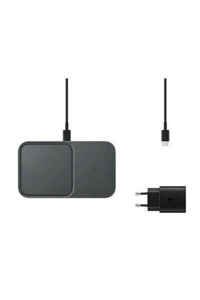 Samsung Ασύρματη βάση φόρτισης Duo με προσαρμογέα ταξιδιού 15W μαύρο (2 συσκε...