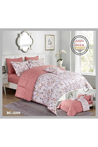 FABRIC 100% cotton, double bed, 10 pieces. Elegant pink bedspread with floral...