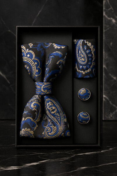 AndraRose Styles Men's Set Bow Tie + Button + Handkerchief -