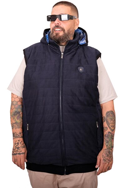 cusseli Battal Size Men's Quilted Vest 25717 Dark Blue
