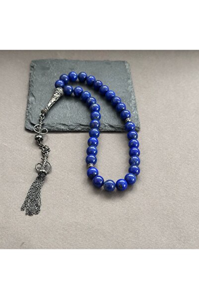 turkuaz&naturelTaşçıMurat1990 AAA Kalite Lapis Lazuli Gümüş Tesbih 33'lü Orijinal Doğal Lapis Lazuli Tesbih .925 Ayar