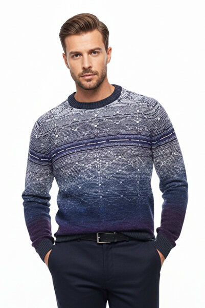 Pulltonic Men's Crew Neck Patterned Sweater