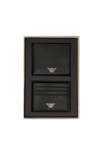 Emporio Armani Men's Wallet and Card Holder Set Black 81072 Y4R237 Y138E