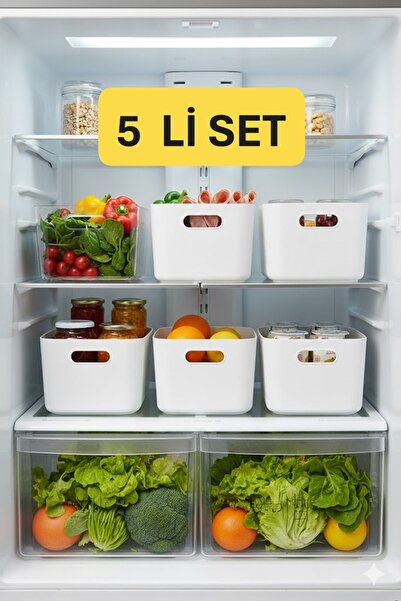VİALEX 5 ADET 3.5 Lt Dolap İçi Buzdolabı Düzenleyici Banyo Mutfak Organizeri ...