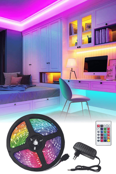 THREESTEP 5V RGB LED şerit ışık 5m USB uzaktan kumanda SMD 5050 ışıkları LED ...
