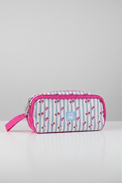 United Colors of Benetton Розова калъфка за моливи с двойно отделение и флора...