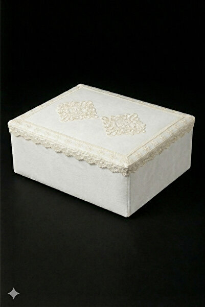 Teksev حقيبة زفاف كبيرة الحجم من قماش النرجس المخملي المزخرف بالدانتيل (60×40×20 سم) حقيبة هدايا الخطوبة والزفاف