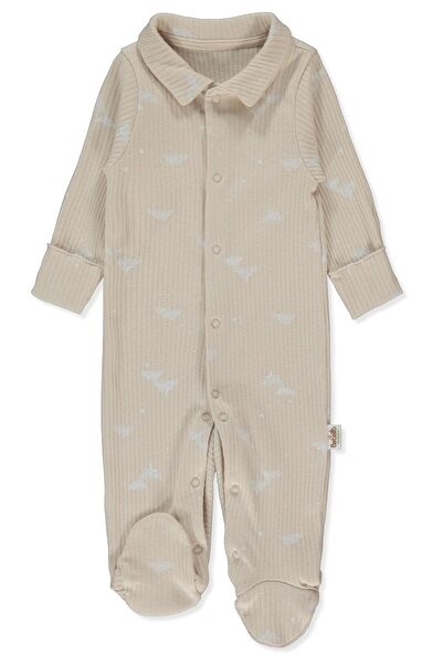 Bebetto Organic Reported K Ribbed Knit Overall Jumpsuit with Shorts (Organic Born with Love) Beige