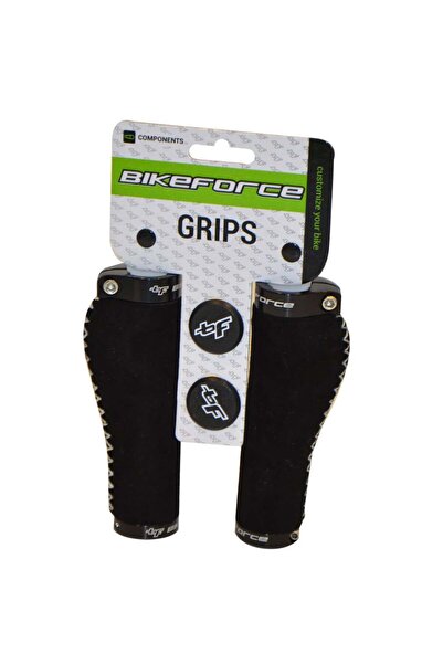 BikeForce Mânere ghidon Ergo 137mm piele ecologică, Lock-On negru