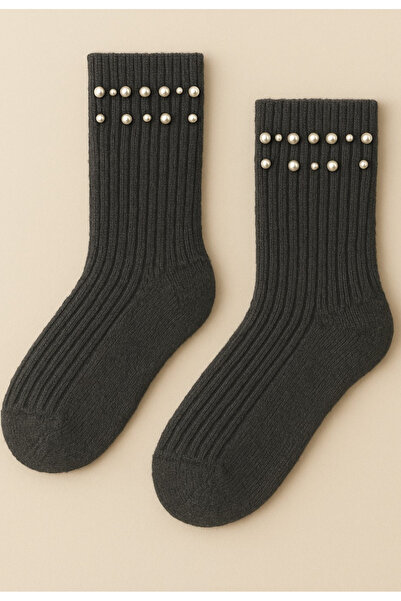 Katia&Bony Women's Pearl Accessory F Corded Fabric Socks