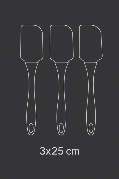 Nesto Home 3'lü 25 cm Şeffaf Saplı Silikon Spatula Seti