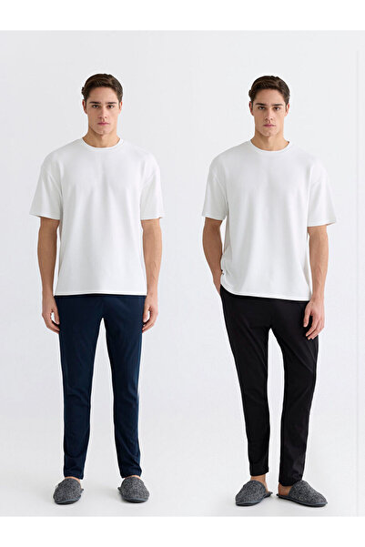 LC Waikiki MG TREND'EN Ανδρικές πιτζάμες Navy Blue Standard Fit, Σετ 2 τεμαχίων