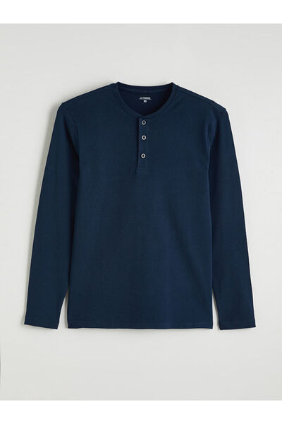 LC Waikiki MG TREND'EN Lacivert Bisiklet Yaka Uzun Kollu Erkek Pijama Üst