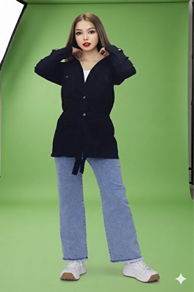 BeModal Women's Jean Jacket Denim Casual V-Neck Elastic Waist Relaxed Fit