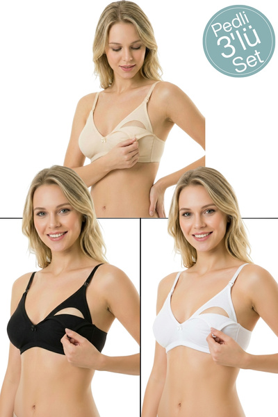 par lingerie pl 3-Piece Cotton Nursing Bra with Removable Pads