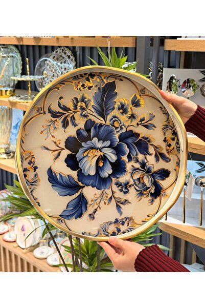 Onedekor Lüks Akrilik Yuvarlak Tepsi Flora Edition 40*5