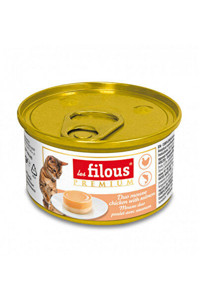 Les Filous hrană umedă pentru pisici, mousse de pui și somon, 6 x 85 g