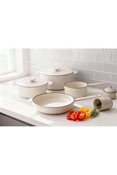 Carl Schmidt Sohn Ande cast iron pot set, enameled, 6 pieces