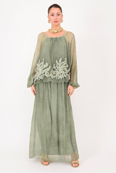 Park Moda SN510 MADONNA ROCHIE DE MATĂ DE MĂTĂSĂRI CU DETALII DE PAILETĂ EMBO...