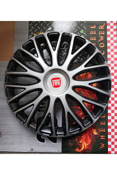 Universal Fiat Doblo Uyumlu 15"inç Çift Renk Jant Kapağı 4'lü Takım Amblem Hediyeli