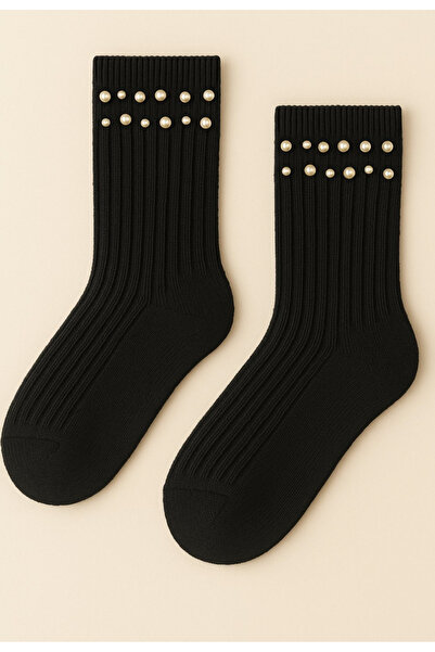Katia&Bony Women's Pearl Accessory F Corded Fabric Socks