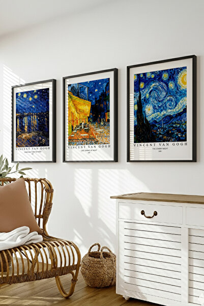 Ayabak Çerçeveli Poster 3'lü Set - V. Van Gogh Serisi - Mutfak - Salon Hediye...