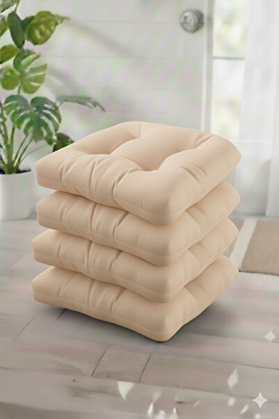 MoMMe SANDALYE MİNDERİ 45X45 CM OVAL KÖŞELİ BAĞCIKLI 4 ADET