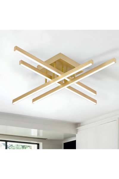 ALC-Shop Lustra LED cu Telecomanda LINEX, 54W, Lumina 3000K/4000K/6000K, Dimabila, Auriu