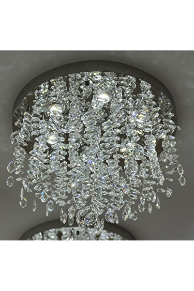 ALC-Shop Candelabru LED Cristal LLC210/550CH Rotund, 30W, Lumina Rece/Calda/Neutra, Cristal, Crom Lucios