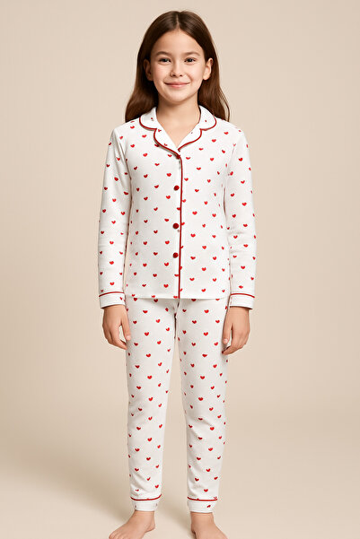 Uğur bebe Girl's 100% Cotton Red and White Collared Button-Front Pajama Set –...